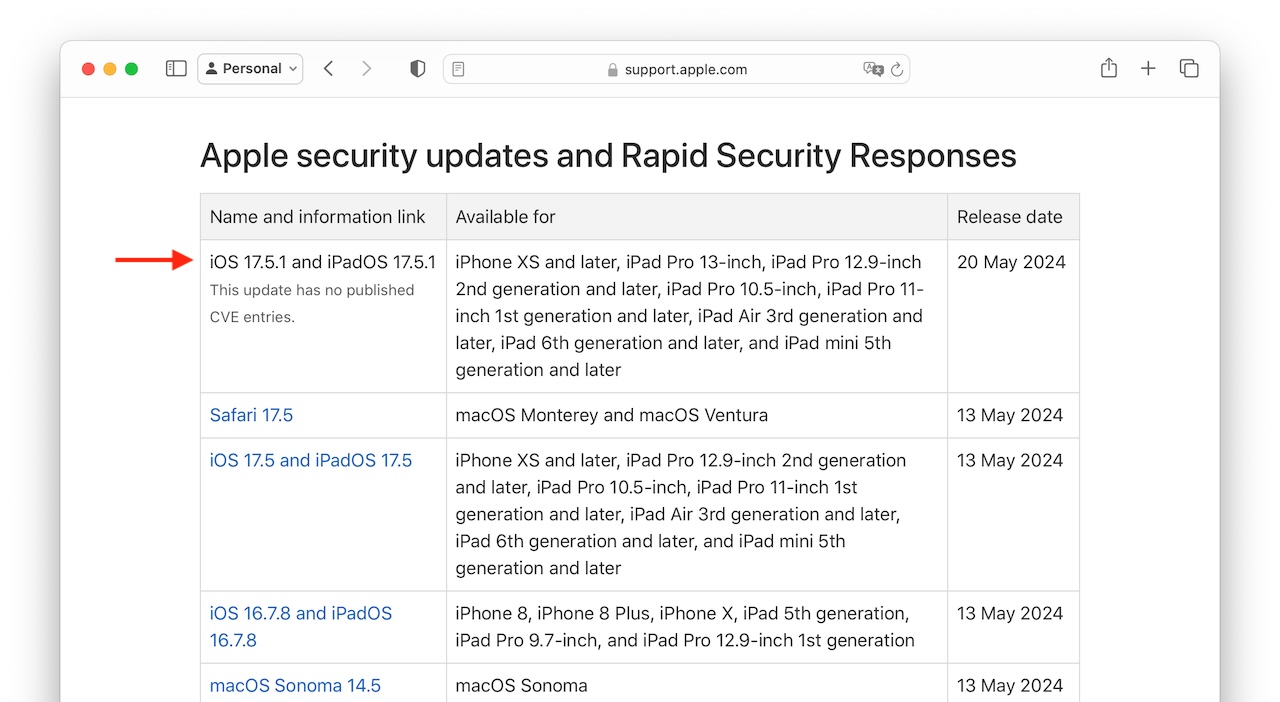 iOS and iPadOS 17.5.1