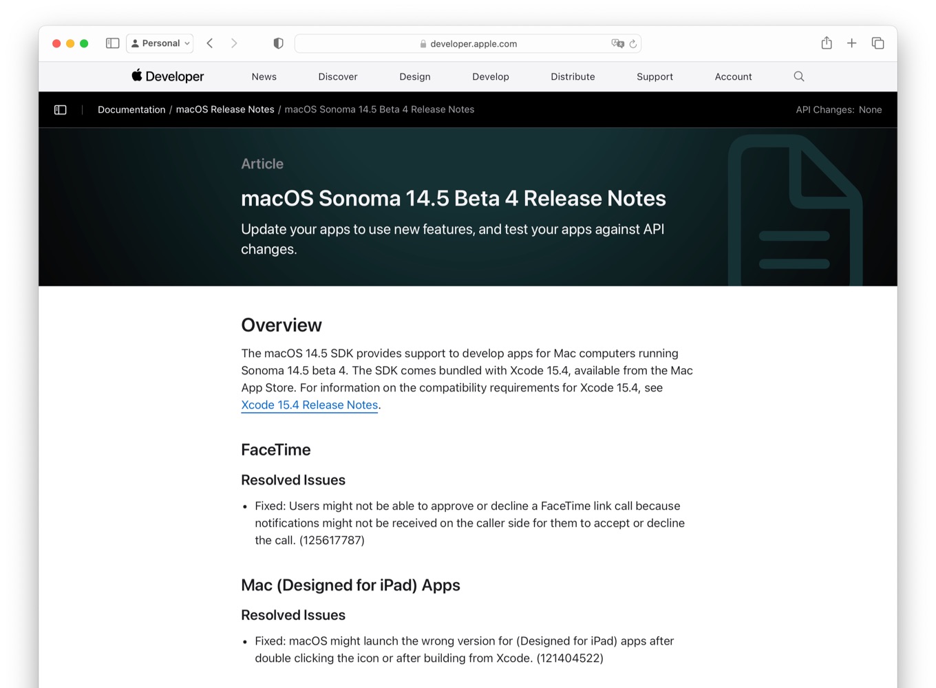 macOS Sonoma 14.5 Beta 4 Release Notes
