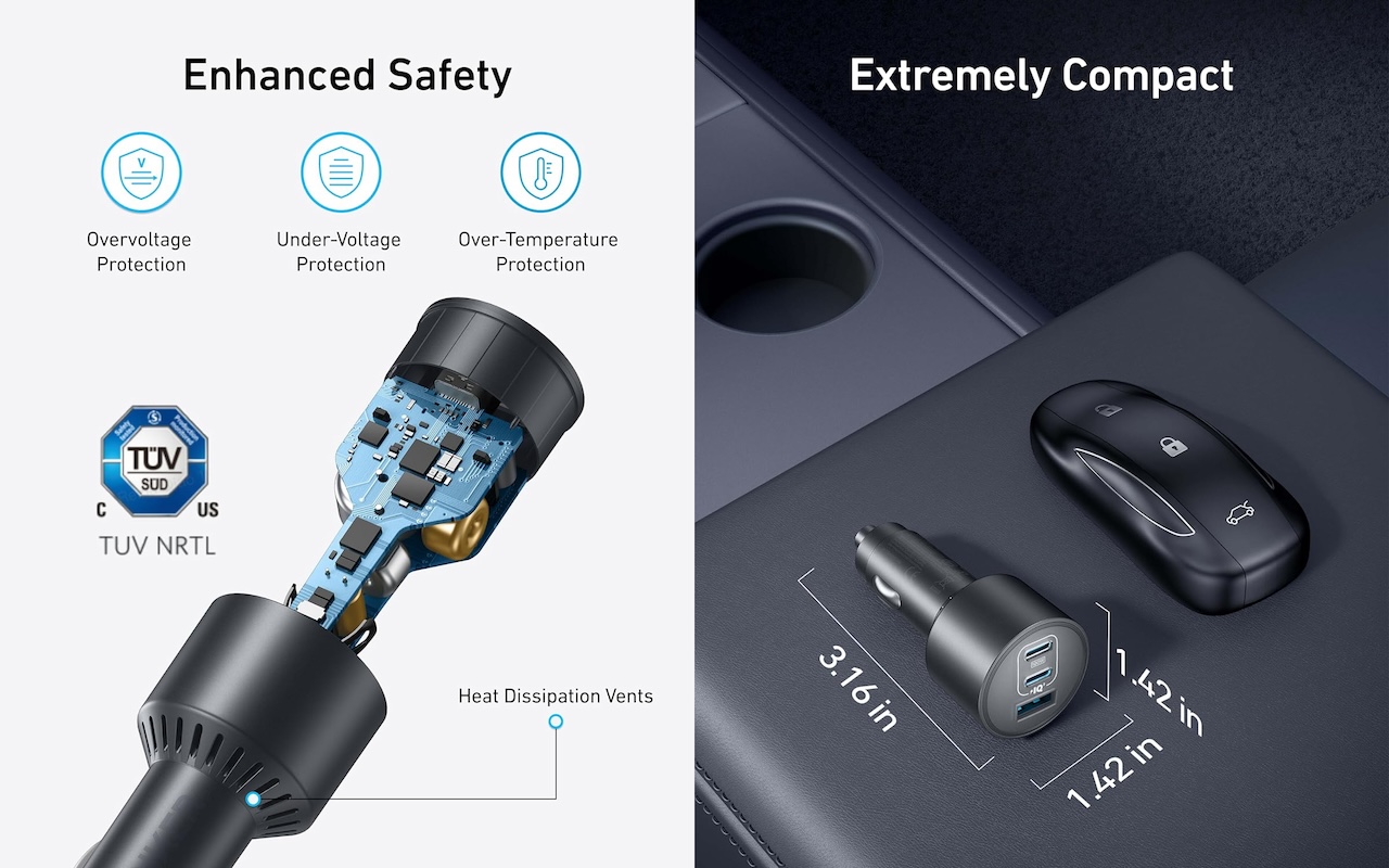 Anker Car Charger (167.5W, 3 Ports)