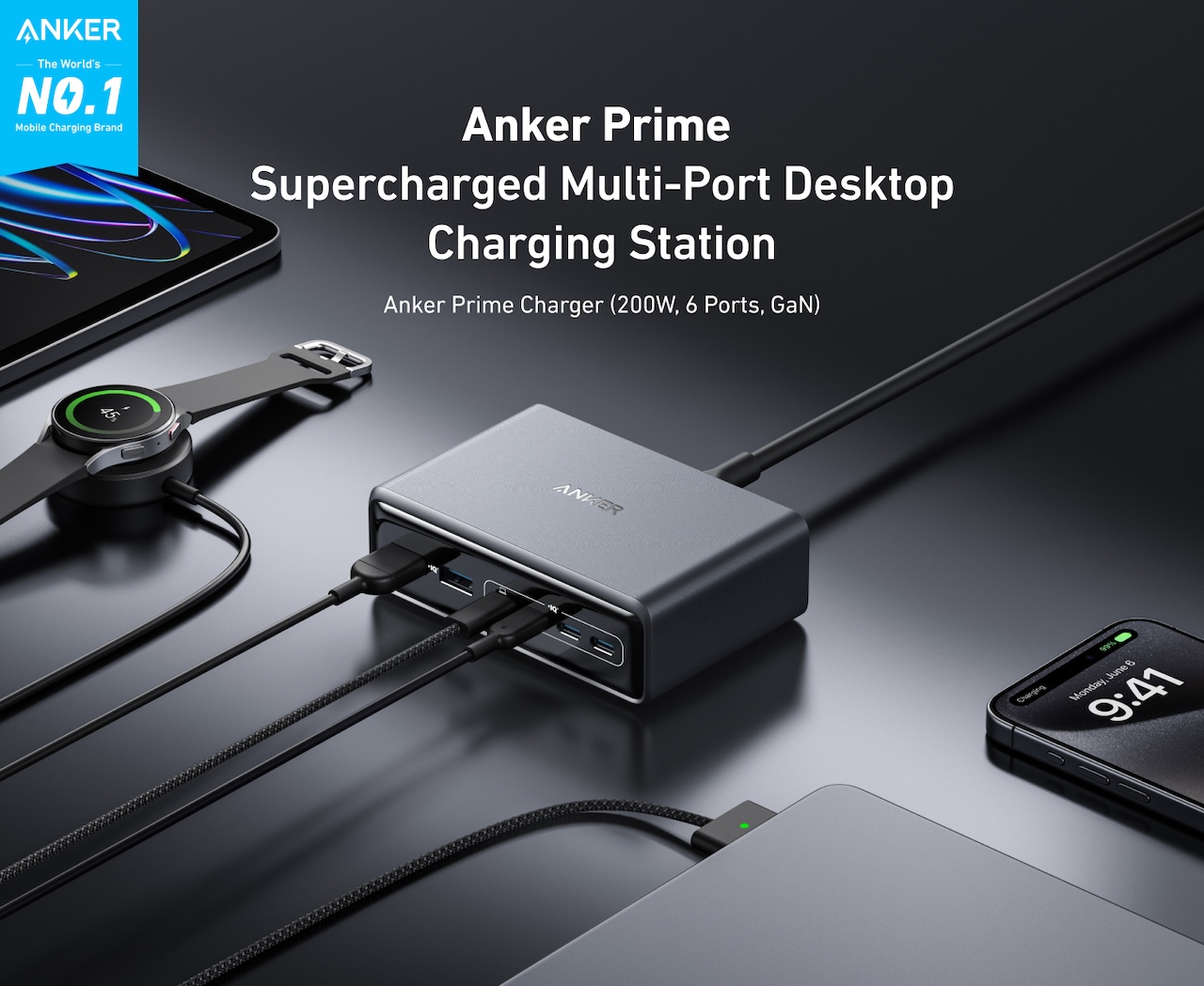 Anker Prime Charger (200W, 6 Ports, GaN)