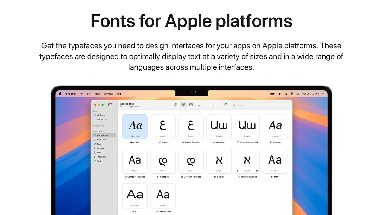 San Francisco and New York fonts update