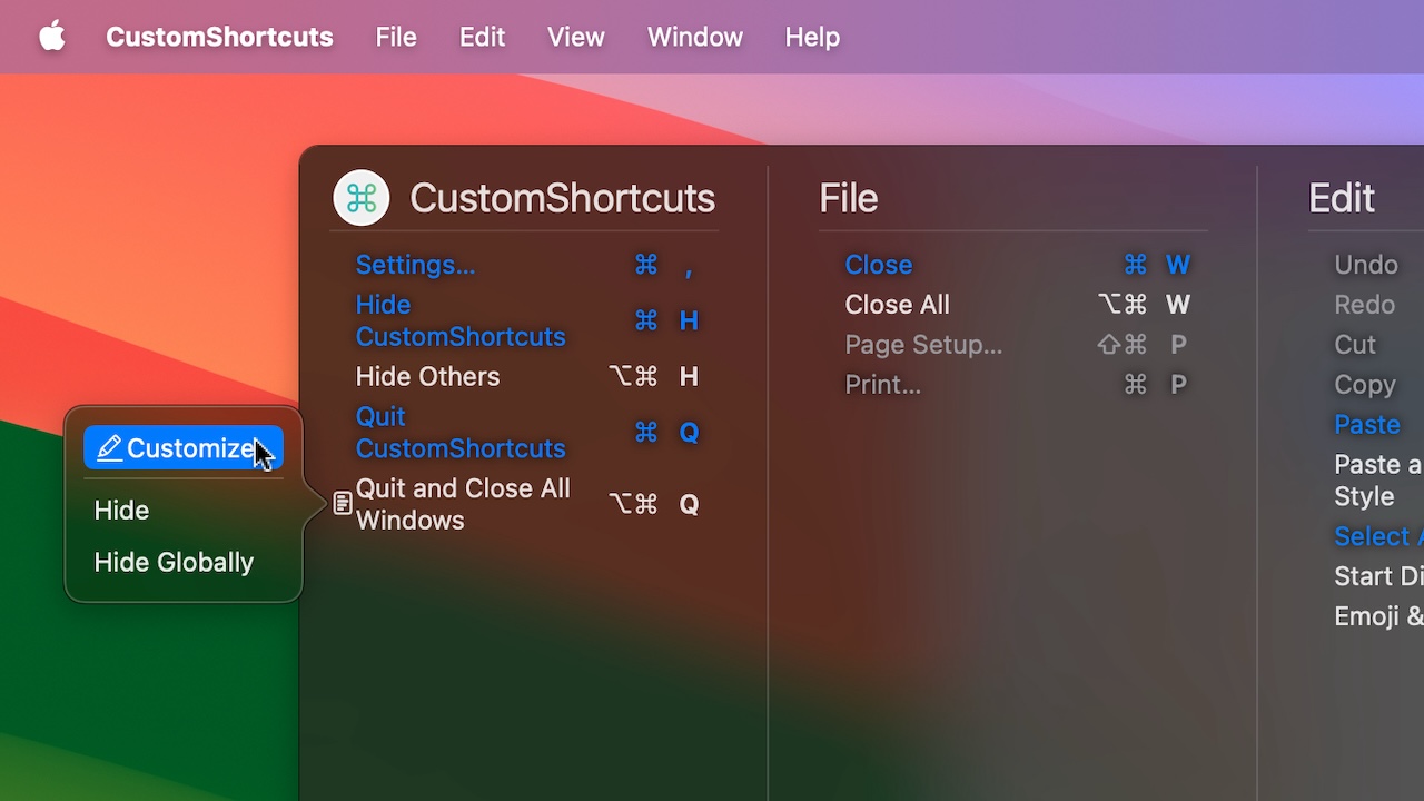 CustomShortcuts work with KeyClu