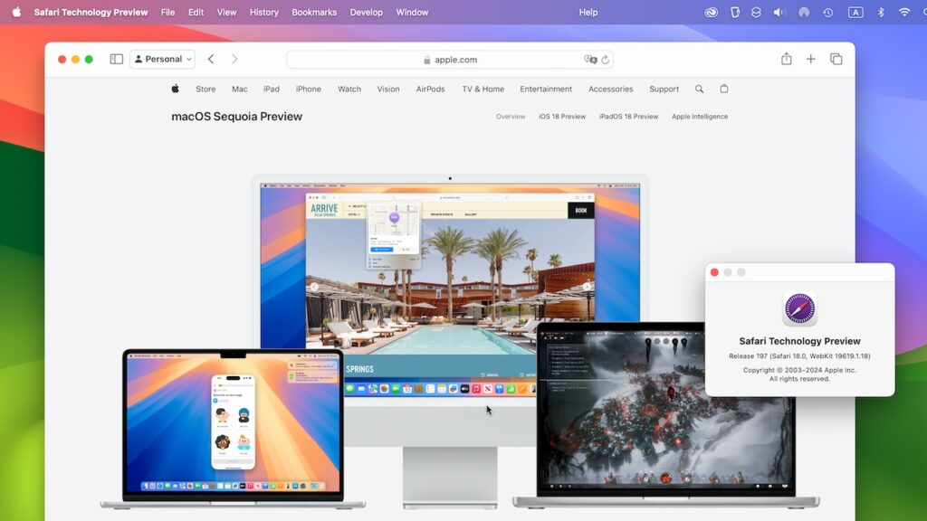 Technology Preview Apple、macOS 15 Sequoiaをサポートした「Safari Technology Preview v197」をリリース。