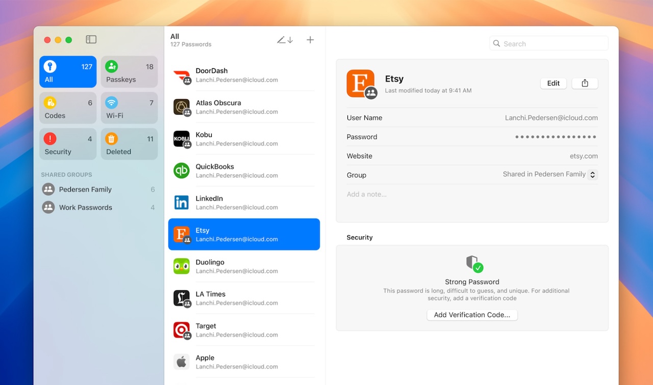 Apple Passwords app for macOS 15 Sequoia