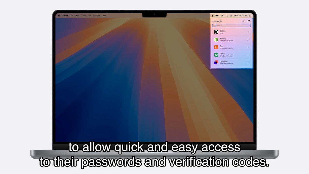 Apple Passwords app for macOS 15 Sequoia