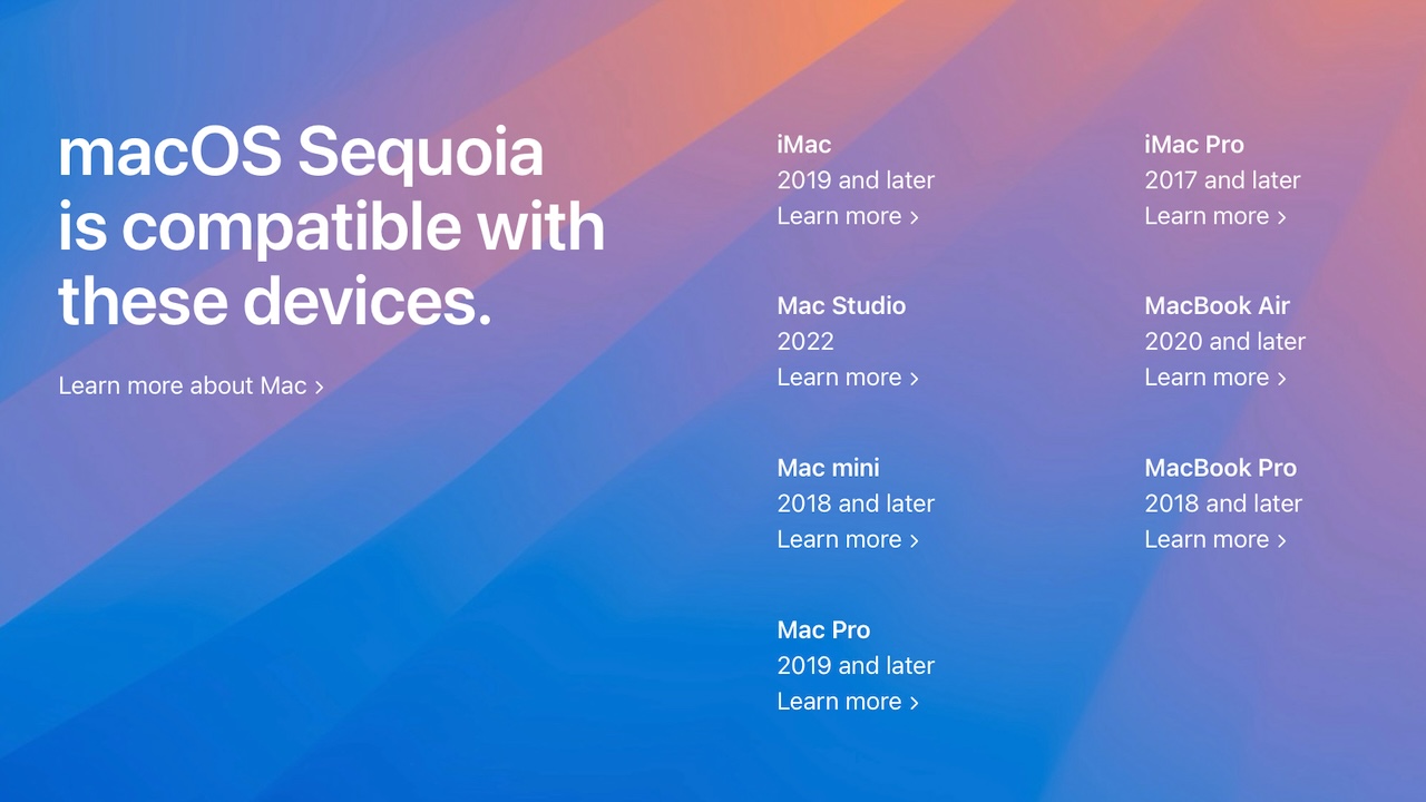macOS 15 Sequoiaのシステム要件