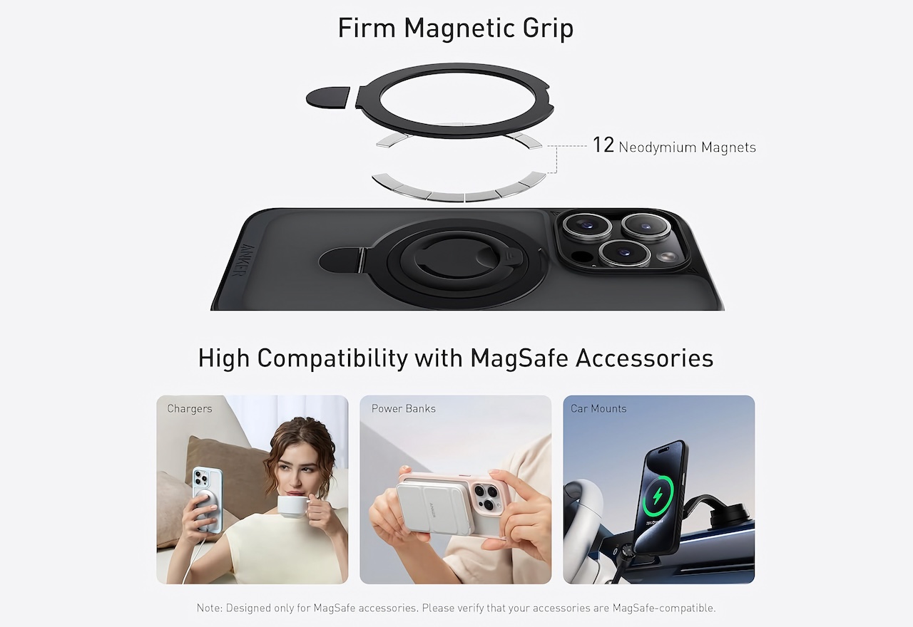 Anker MagGo Magnetic Case with Stand (2-in-1, 360° Silicone Ring)