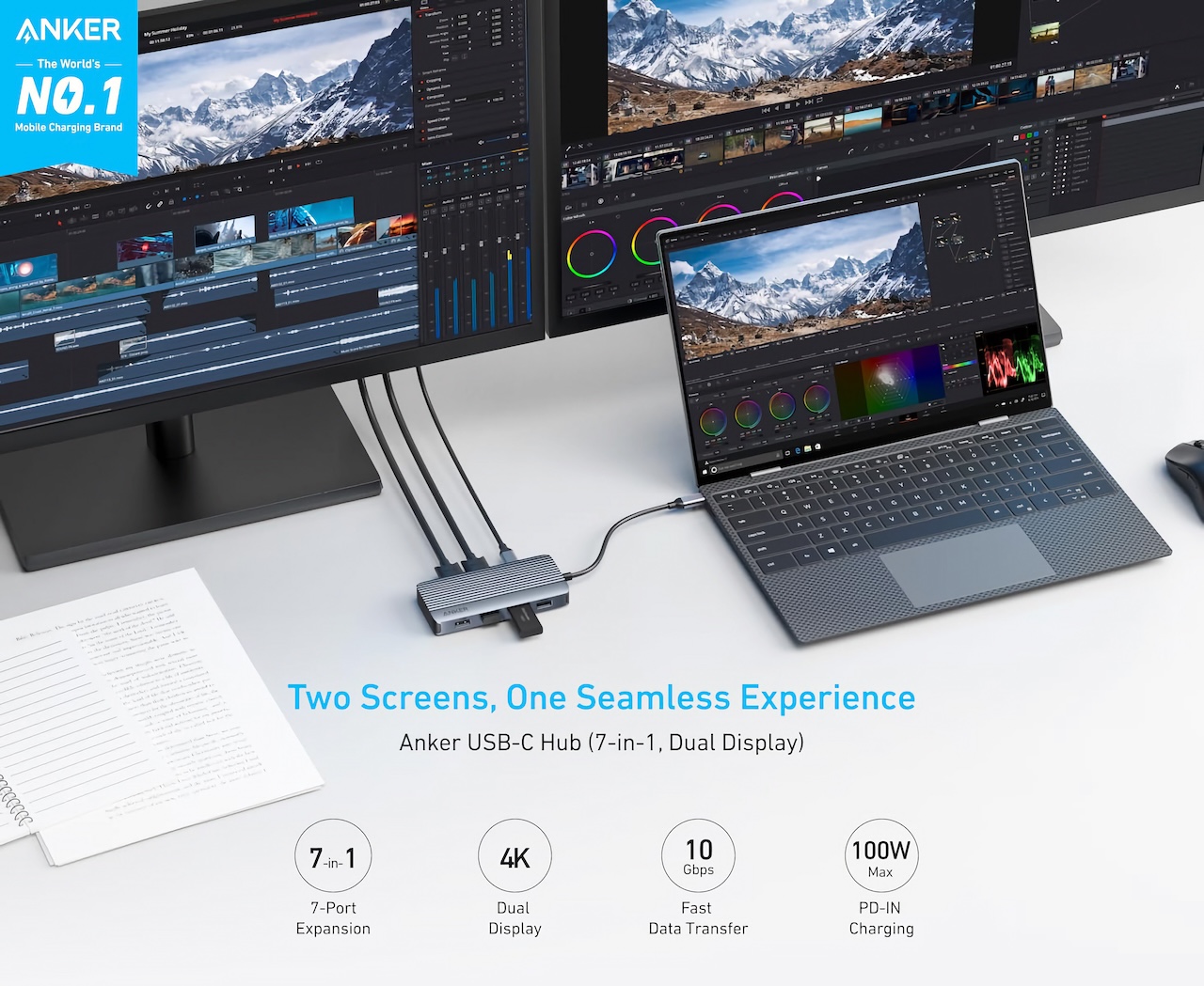 Anker USB-C Hub (7-in-1, Dual Display)