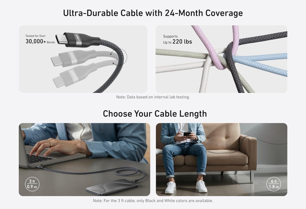 Anker USB-C to USB-C Cable (240W, Upcycled-Braided)