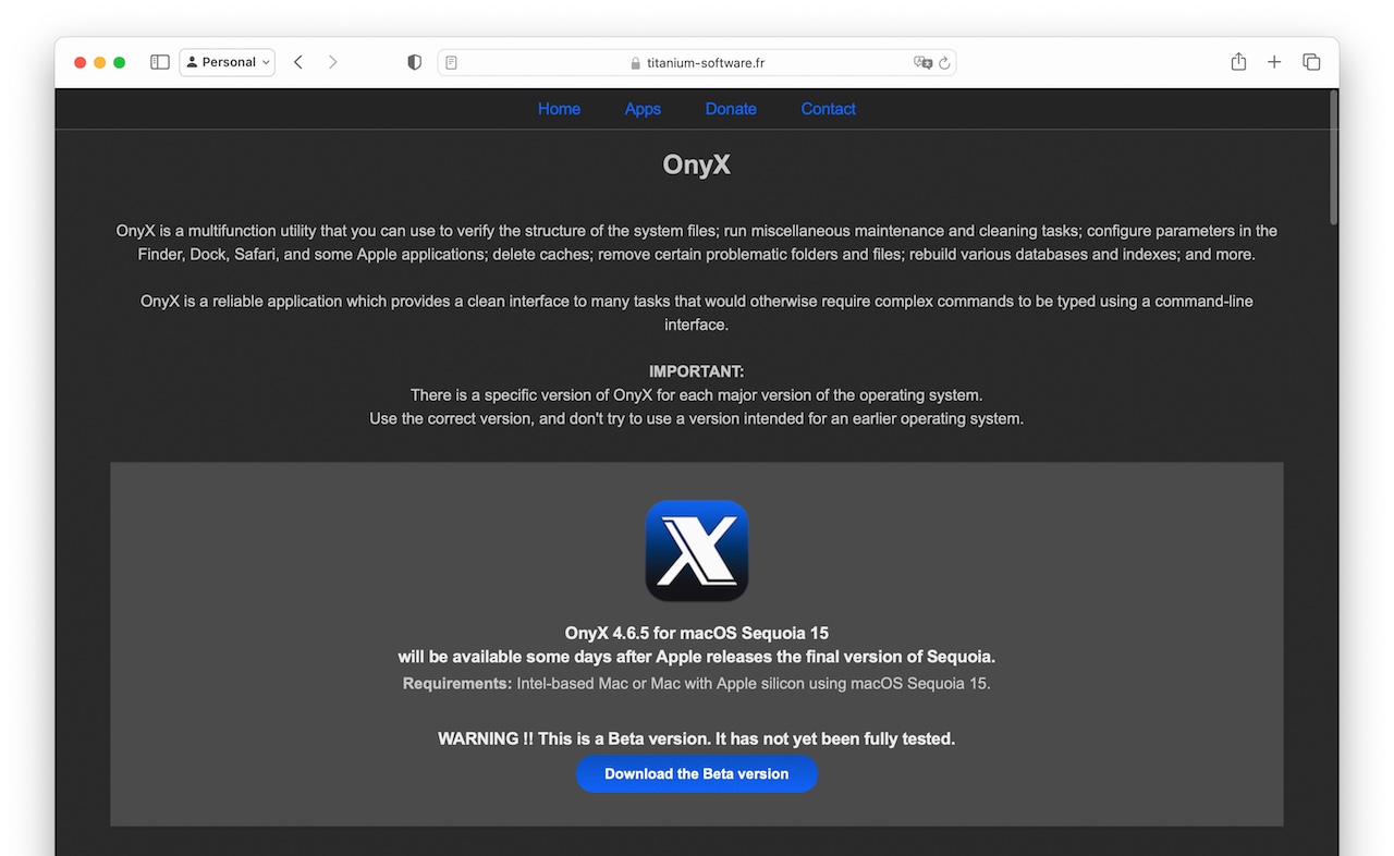 OnyX 4.6.5 for macOS Sequoia 15