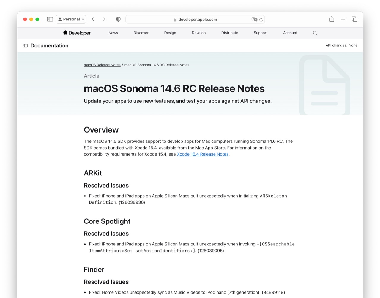 macOS Sonoma 14.6 RC Release Notes