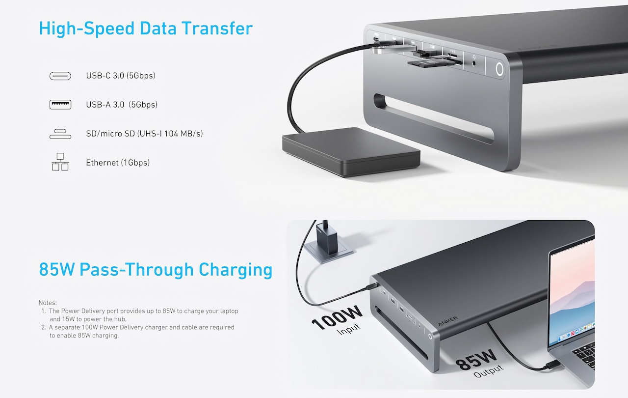 Anker USB-C Hub (10-in-1, Monitor Stand)