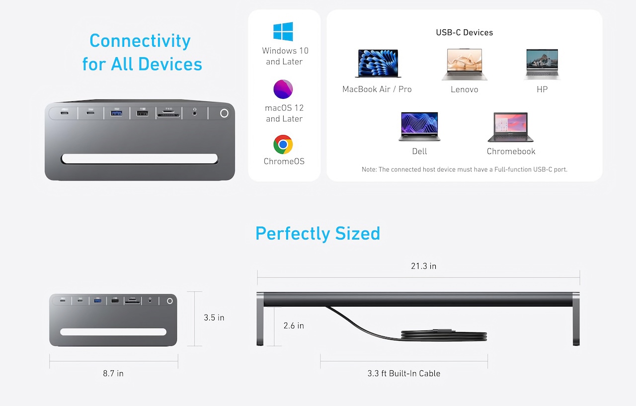 Anker USB-C Hub (10-in-1, Monitor Stand)