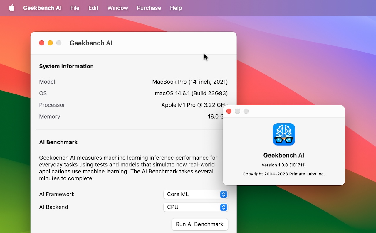 Geekbench AI 1.0 for Mac