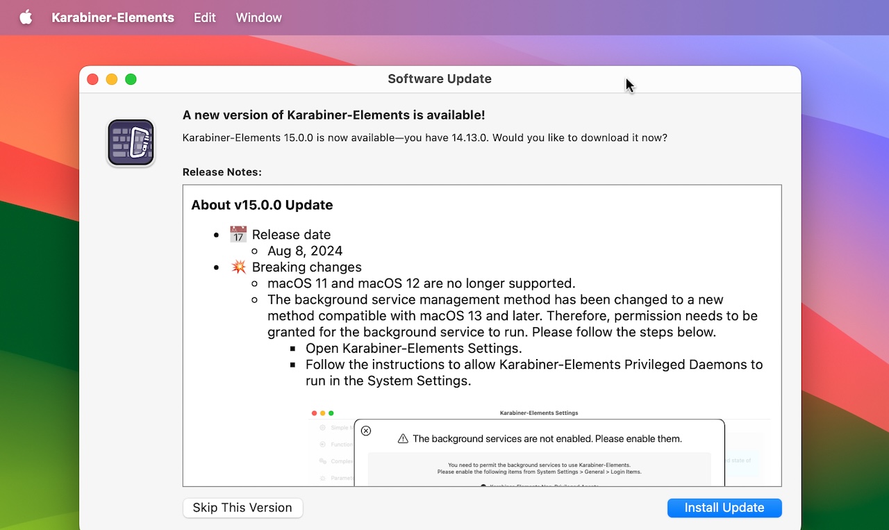 Karabiner-Elements  v15.0,0