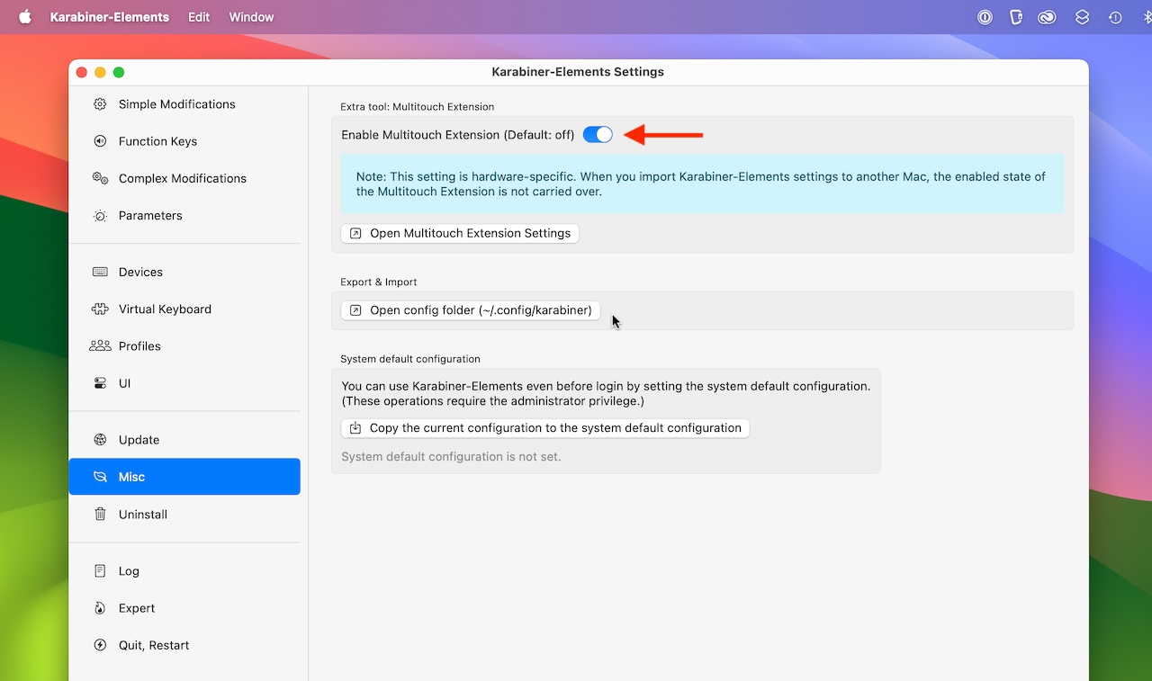 Enable Multitouch Extension