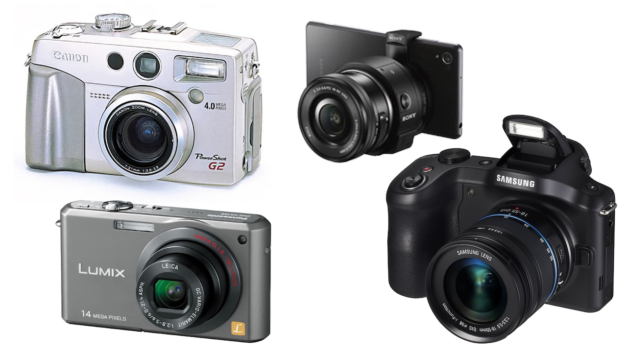 Canon PowerShot G2, Panasonic LUMIX DMC-FX150, ILCE-QX1L, EK-GN120