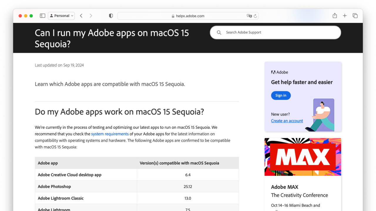 Can I run my Adobe apps on macOS 15 Sequoia?