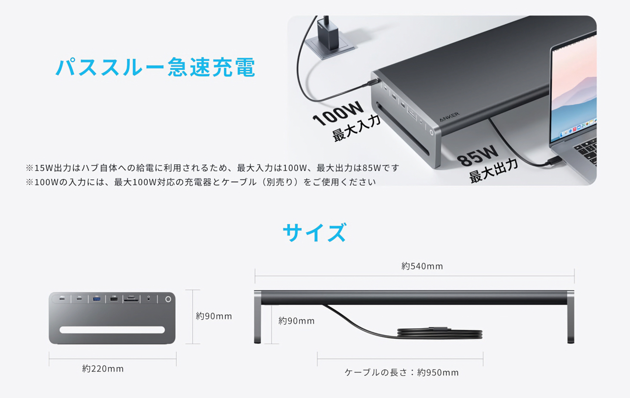 Anker USB-C ハブ (10-in-1, Monitor Stand)