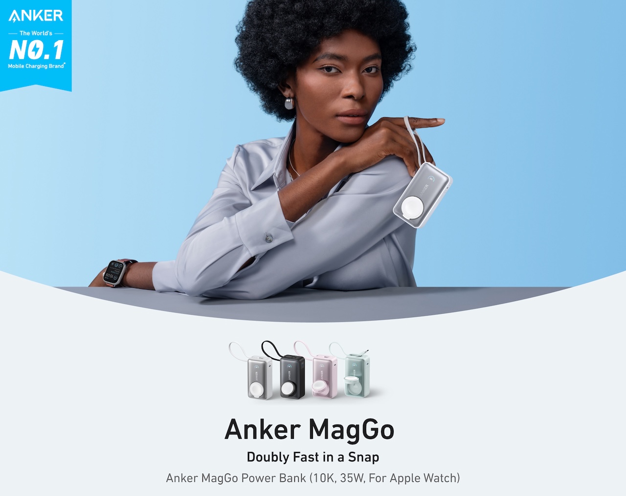 Anker MagGo Power Bank (10K, 35W, For Apple Watch)