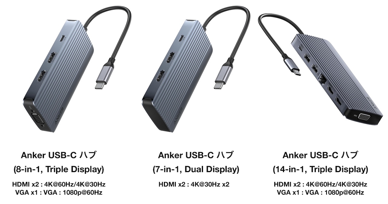 Anker USB-C ハブ (8-in-1, Triple Display)