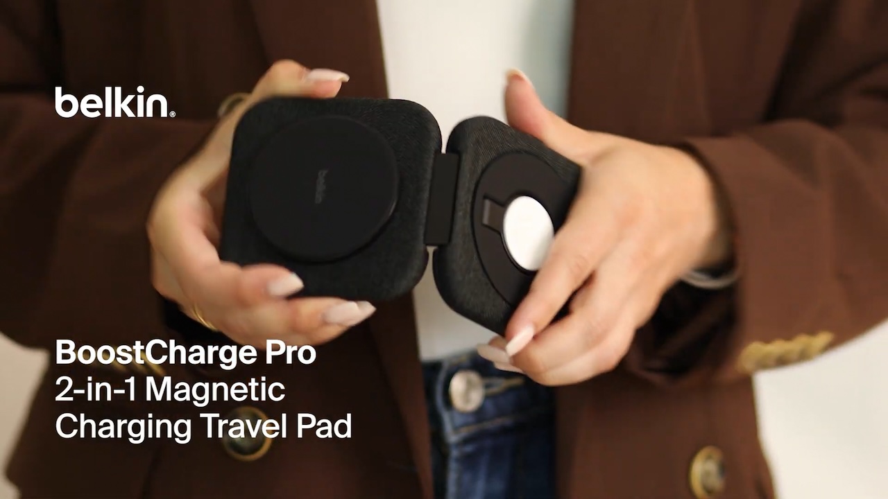 Belkin BoostCharge Pro 2-in-1 Magnetic Charging Travel Pad with Qi2 15W