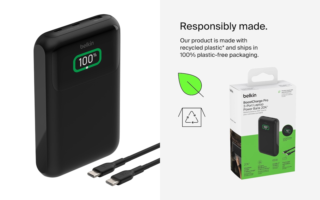 Belkin BoostCharge Pro 3-Port Laptop Power Bank 20K