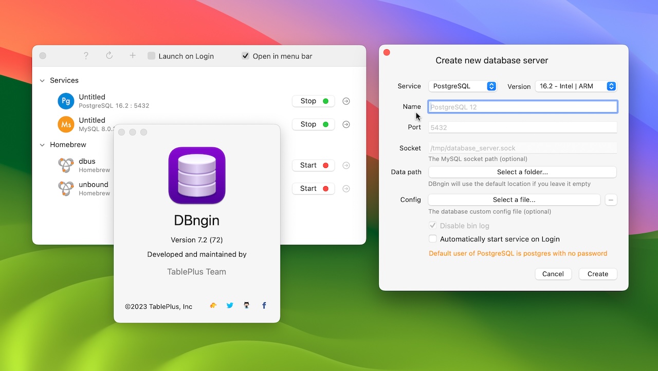 DBngin for macOS and Windows