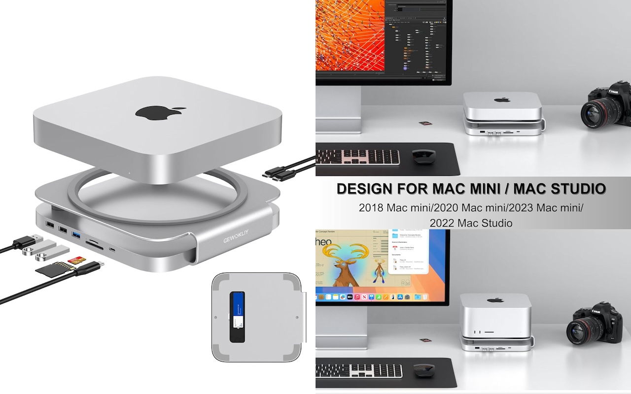 Gewokliy Mac Mini Dock and Stand with M.2 SSD Enclosure