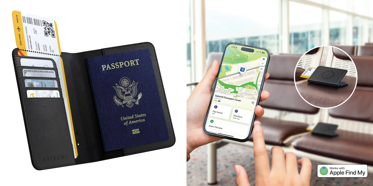 Satechi Vegan-Leather Passport Cover with Find My