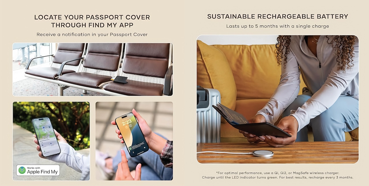 Satechi Vegan-Leather Passport Cover with Find My