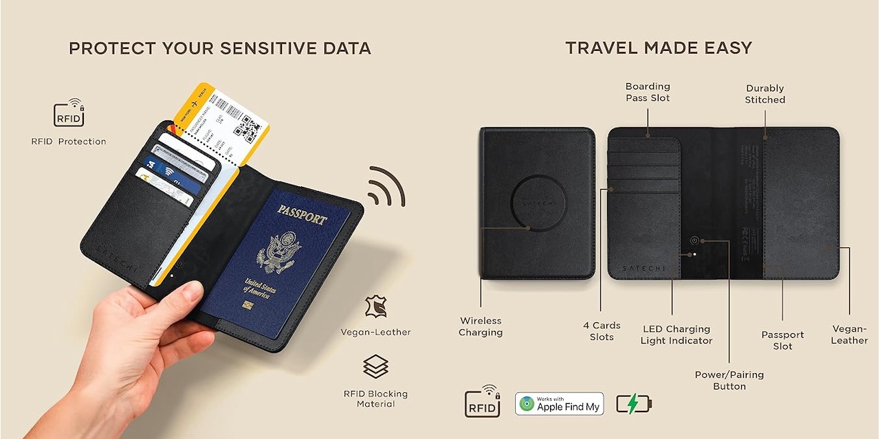 Satechi Vegan-Leather Passport Cover with Find My