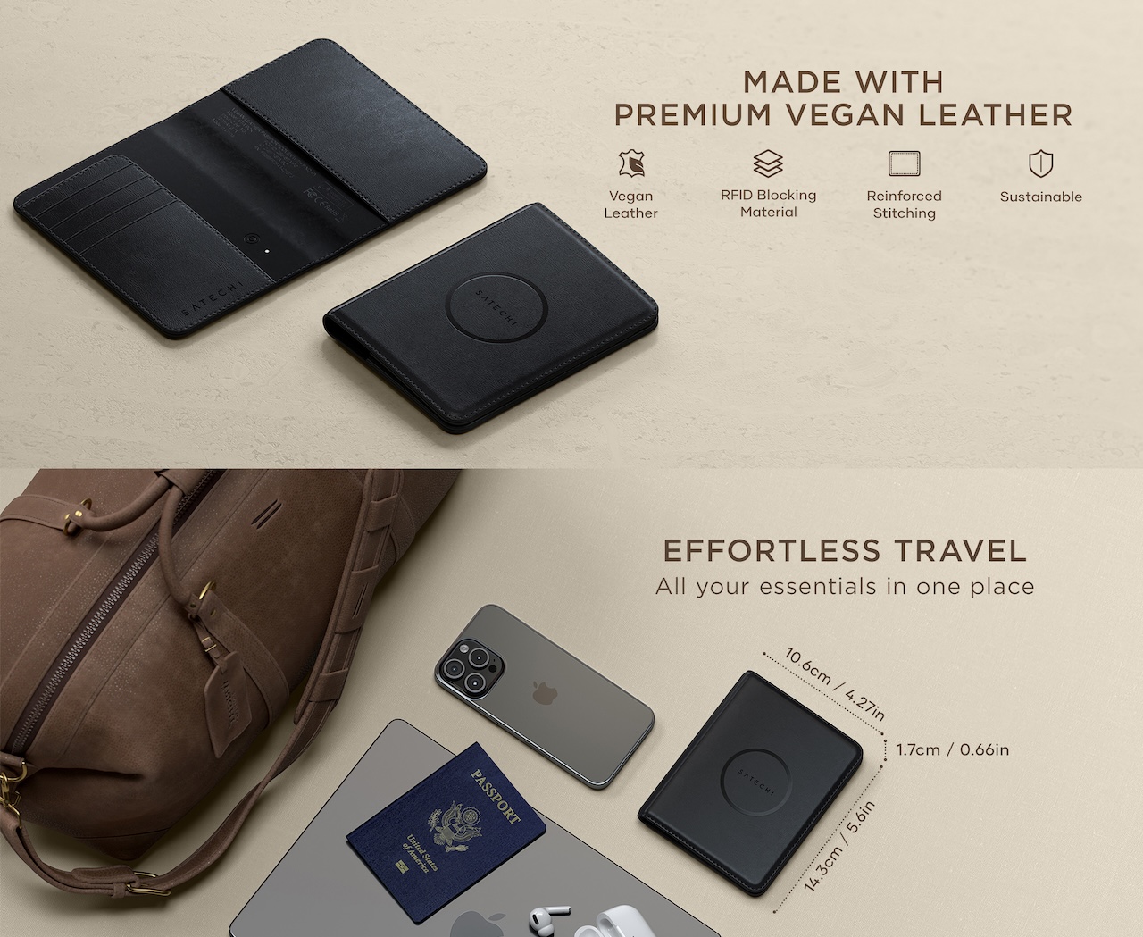 Satechi Vegan-Leather Passport Cover with Find My