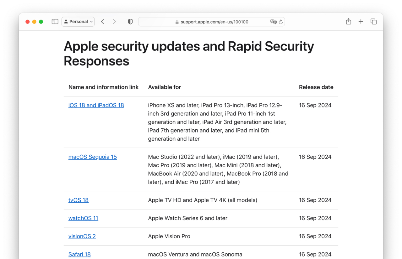 Apple security releases