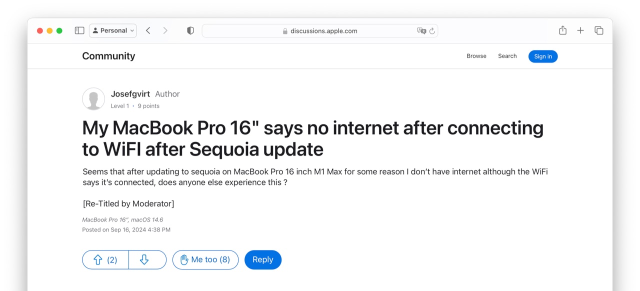 macOS 15 Sequoia Wi-Fi issue