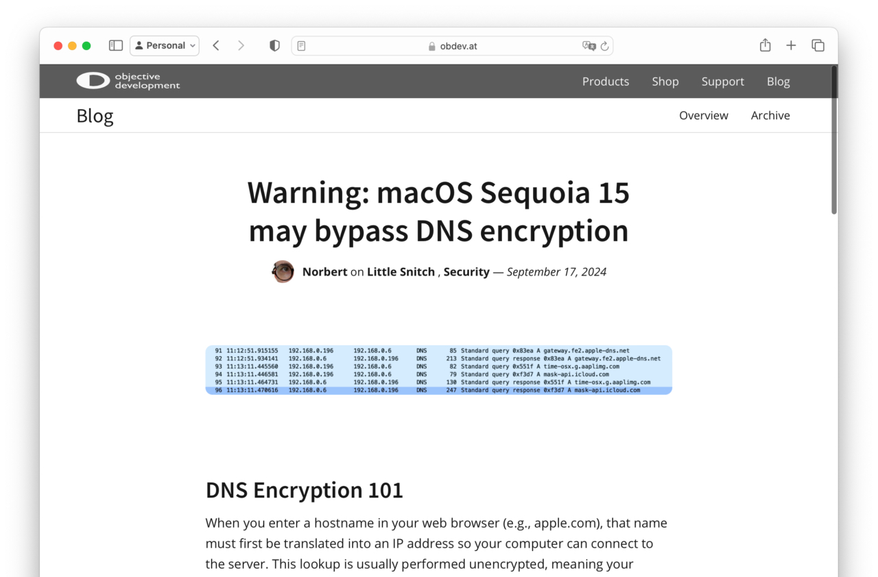 macOS 15 Sequoia DNS Encryption bypass