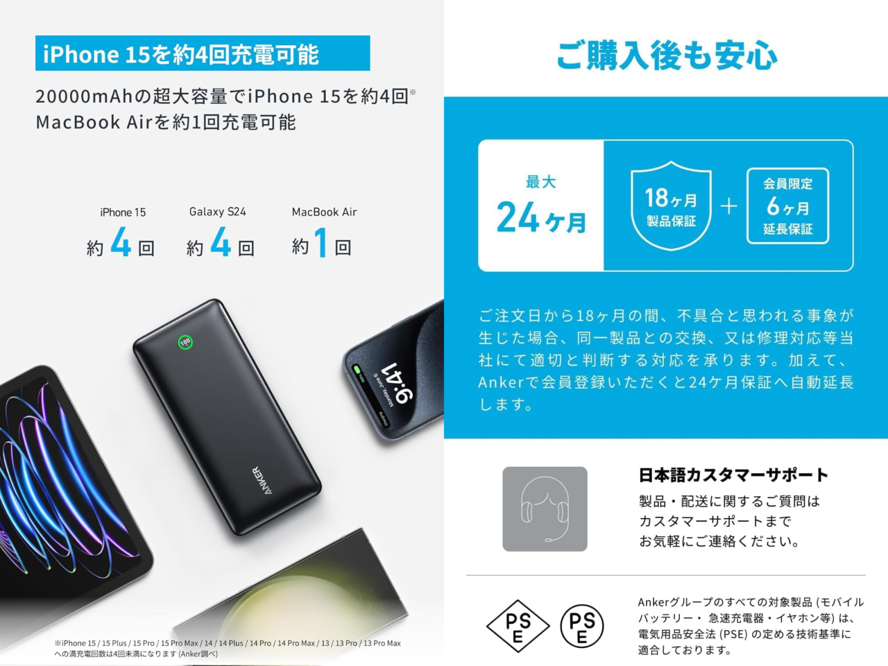 Anker Nano Power Bank (20000mAh, 30W, Built-In USB-C ケーブル)