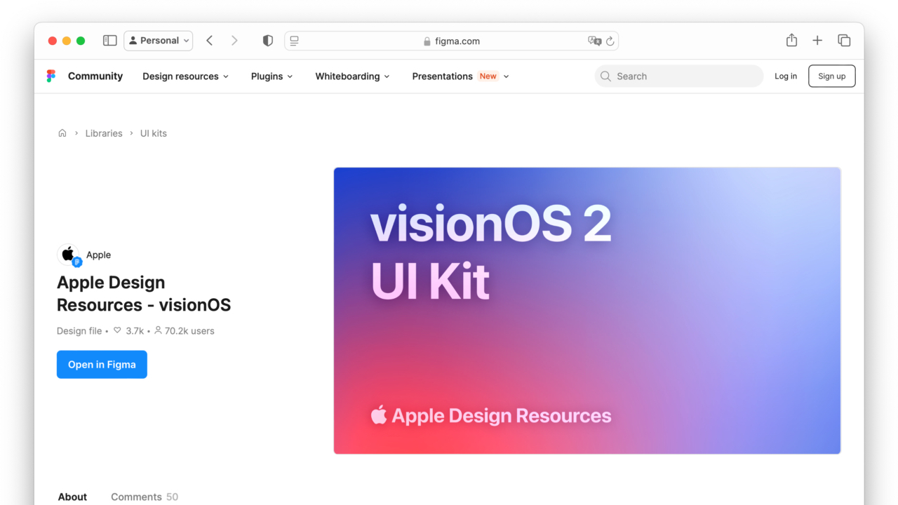 Apple Design resource visionOS 2 figma