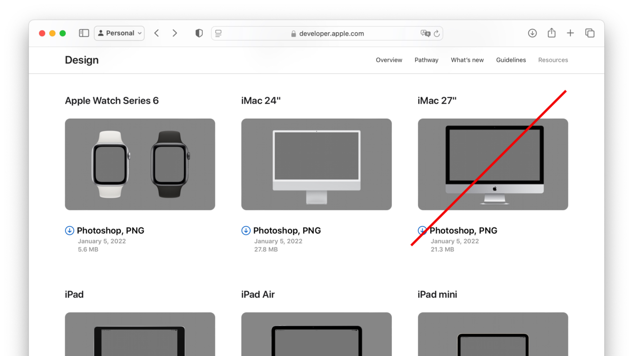 Apple removed iMac Bezel from Apple Design Resources