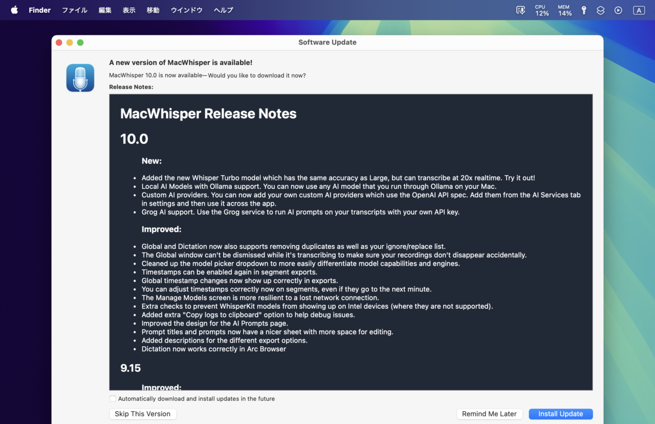 MacWhisper v10