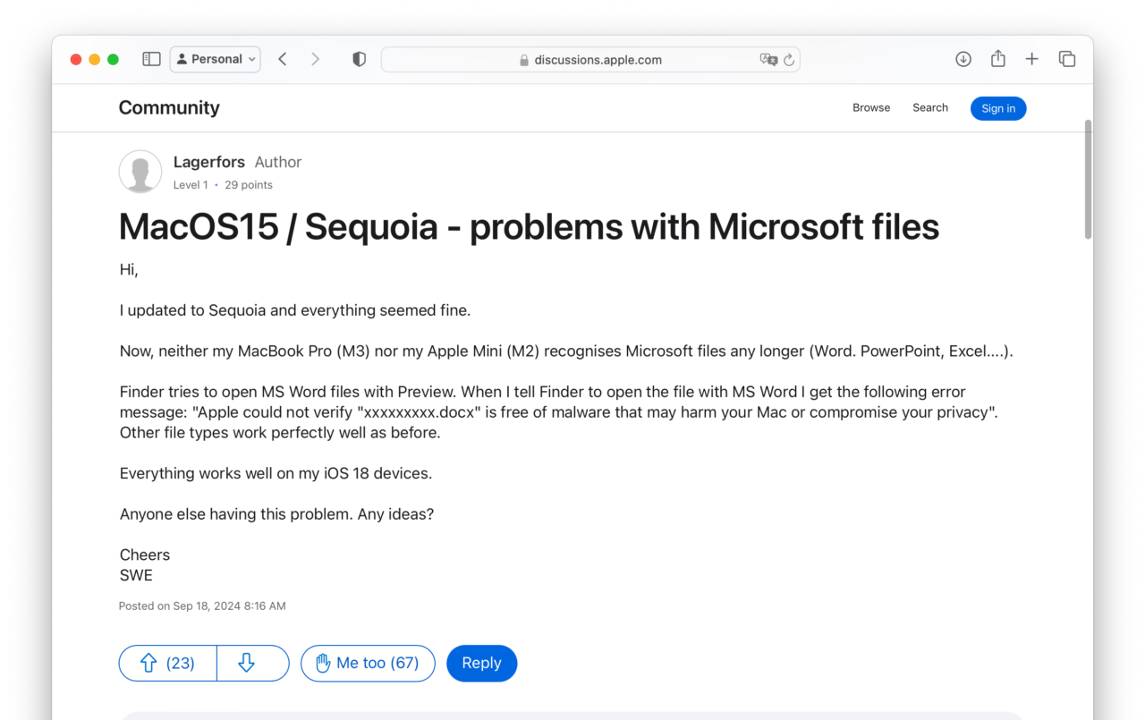 macOS 15 Sequoiaで開けなくなったMicrosoft Officeファイル