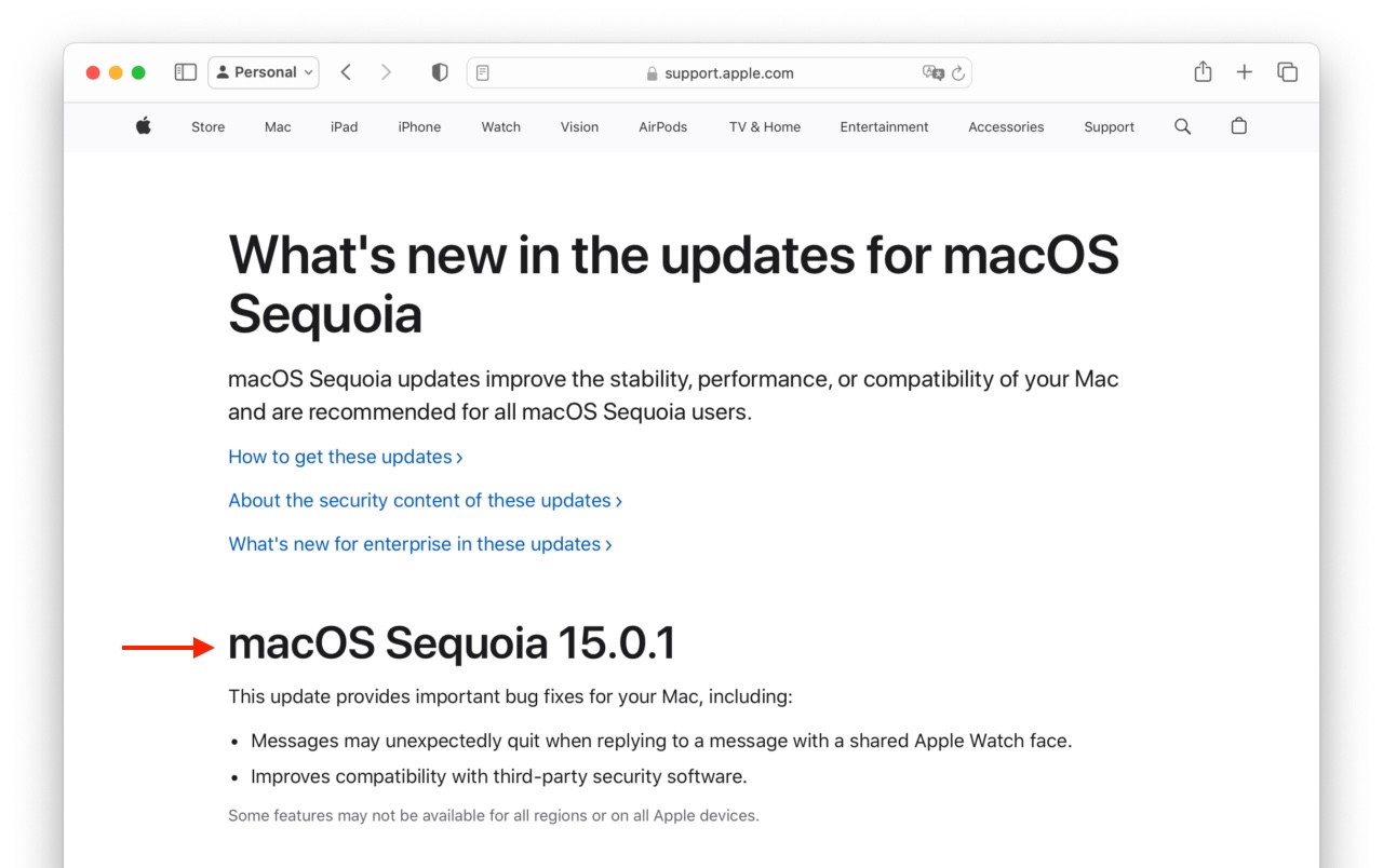 macOS Sequoia 15.0.1