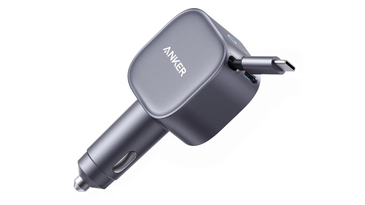 Anker Nano Car Charger (75W, USB-C Port, Built-In Retractable USB-C Cable)