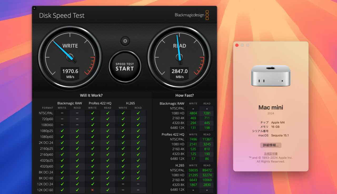 Mac mini 2024 with M4 256GB SSD Speed