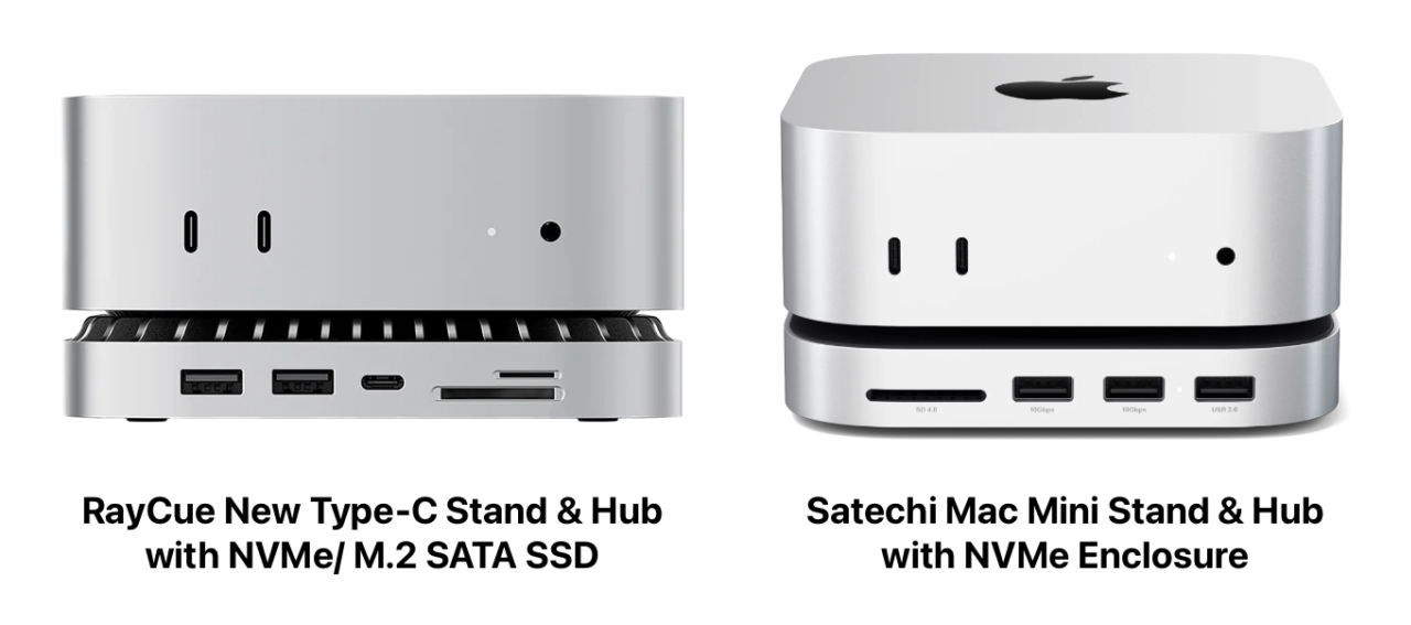 RayCueとSatechiのMac mini (2024)用USBハブ