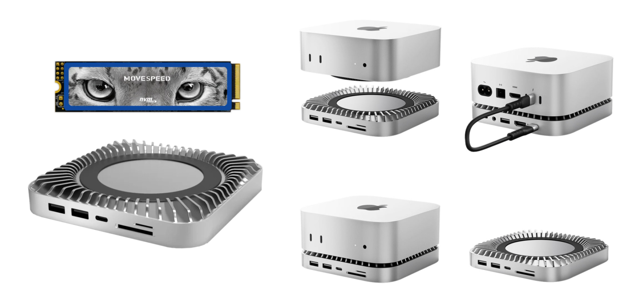 Stand & Hub For 2024/M4 Mac Mini With NVMe/STAT SSD Enclosure