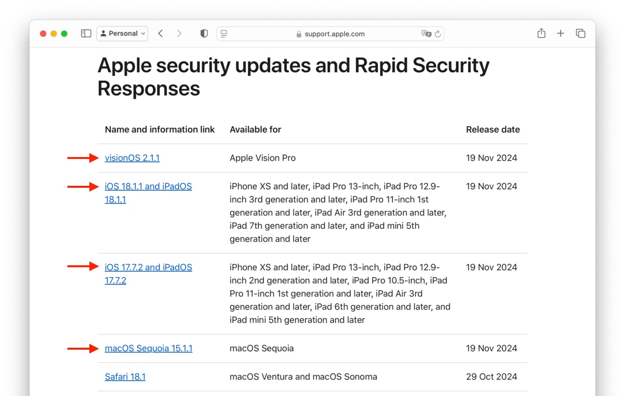 Apple security releases