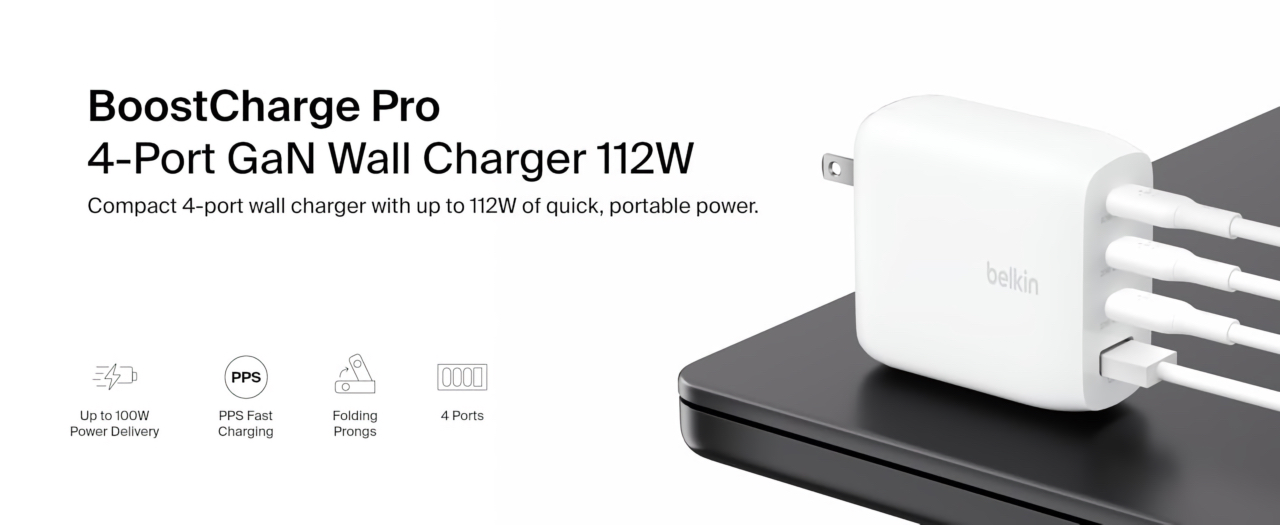 Belkin BoostCharge Pro 4-Port GaN Wall Charger 112W