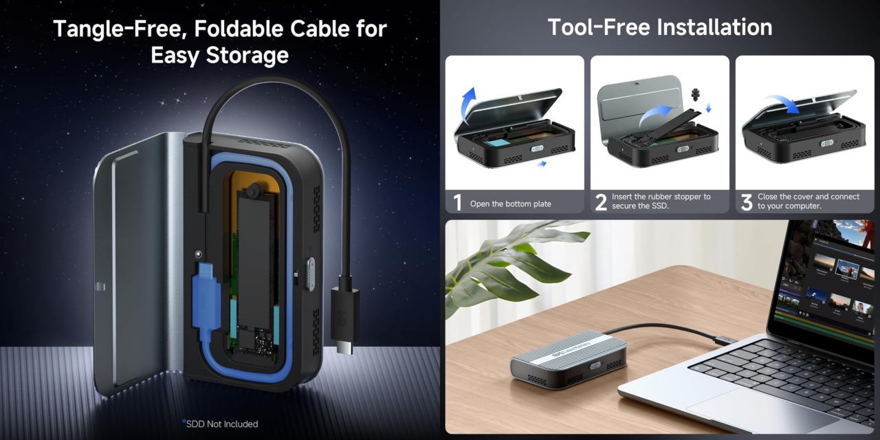 Cable Matters 40Gbps Foldable USB4 M.2 SSD Enclosure