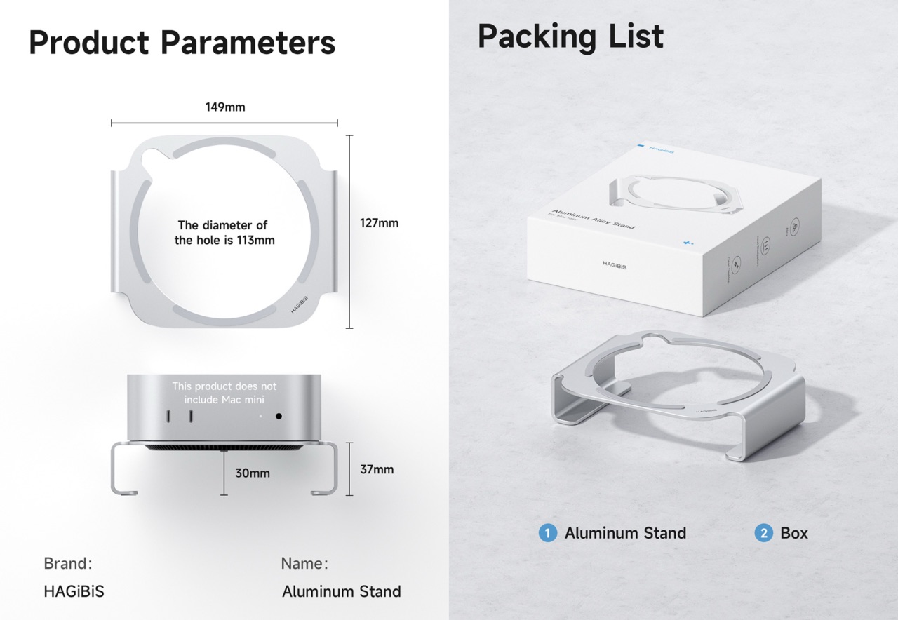 Hagibis Desktop Stand for Mac mini M4